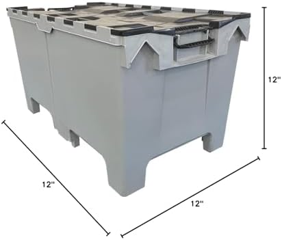 Storage and Packing Tote Crate, Half Pallet, Grey, Plastic - Image 7