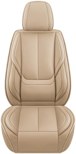 MINGBRON Car Seat Covers Full Set,Black Beige Car Seat Cover, Car Seat Protector Waterproof, Nappa Leather Car Seat Cushion, Fit for Most Cars - Image 5