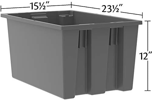 Akro-Mils 35240 Nest and Stack Plastic Storage Container and Distribution Tote, (23-1/2-Inch L x 15-1/2-Inch W x 12-Inch H), Gray, (3-Pack) - Image 2