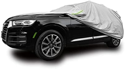 Car Cover Waterproof All Weather for Auto Ful Outdoor Car Covers 210T Lightweight Breathable Covers for Car UV Protection/Windproof/Dustproof/Scratch Resistant Universal Fit for SUV (Up to 209”L) by Autojoy+INC