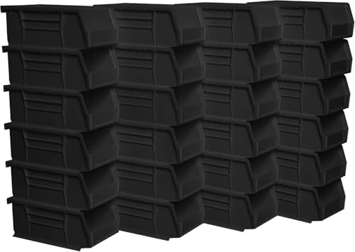 Akro-Mils 30220 AkroBins Plastic Storage Bins, 7"x4"x3", Black, 24-Pack by Akro-Mils