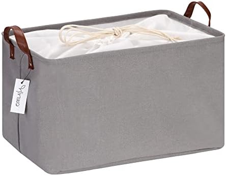 Hinwo 31L Large Canvas Storage Bin with Lid and Handles by Hinwo