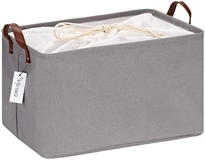 Hinwo 31L Large Canvas Storage Bin with Lid and Handles by Hinwo