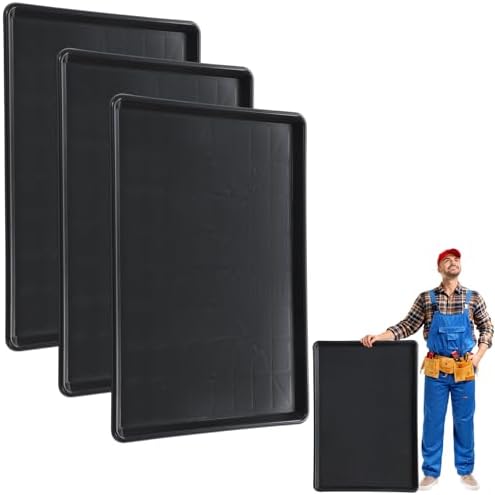 3 Pack Extra Large Oil Drip Pans for Under Car Black Plastic Tray by Unknown