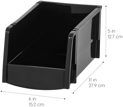 IRIS USA 8-Pack, Medium Stackable Storage Bins, Black - Image 2
