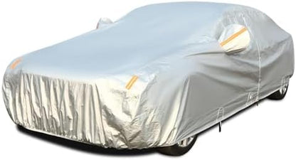 Tecoom Car Cover Waterproof All Weather, 3 Layers Car Covers for Automobiles, Fleece Lining with Zipper Door Lock Full Exterior Covers, Wind Rain Snow Sun Hail Protection Fit for Sedan (191-200 Inch) by Tecoom