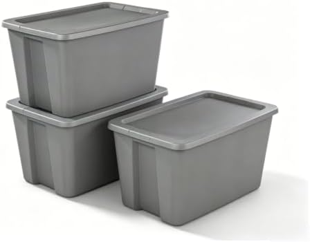 3 Pack 30 Gallon Storage Bins with Lids, Large Stackable Plastic Storage Containers with Snap-On Lid & Integrated Handles, BPA-Free Totes for Garage Basement Attic Organization by Unknown