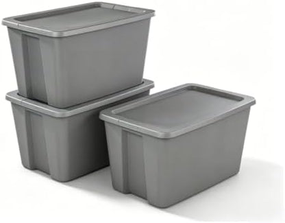 3 Pack 30 Gallon Storage Bins with Lids, Large Stackable Plastic Storage Containers with Snap-On Lid & Integrated Handles, BPA-Free Totes for Garage Basement Attic Organization by Unknown
