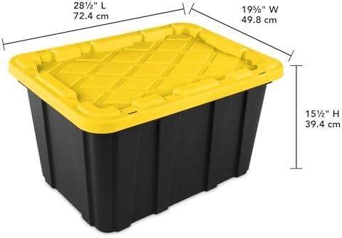 6-Pack Industrial Tote, 27 Gallon Stackable Plastic Storage Bins with Lids - Image 2