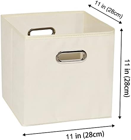 Yunkeeeper storage bins Cubes, Fabric Cube Organizer with Handle, Foldable Cube Bins for Cloth or Accessary Storage, 11x11x11, Set of 6, (Creamy White) - Image 2