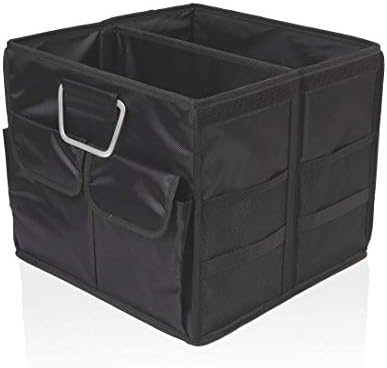 Car Trunk Organizer Collapsible Portable Multi Compartments Organizer with Non Slip Straps for SUV Truck Auto Vehicle Car Auto Minivan (Small without cover, Black) by TYSKL