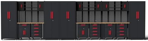 20Pcs Garage Cabinet Storage Systemwith Metal Cabinet,Red by Tsnritor