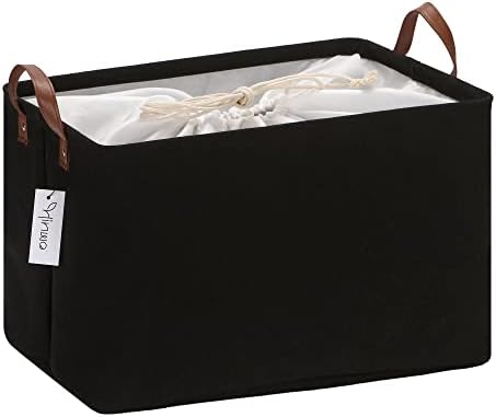 Hinwo 31L Large Canvas Storage Bin with Lid and Handles by Hinwo