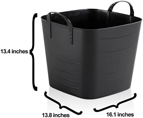 Life Story Flexible Tub Basket 25 Liter/6.6 Gallon Plastic Multifunction Storage Organizer Tote Bin with Handles, Black (18 Pack) - Image 5