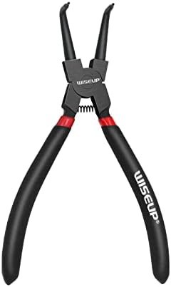 WISEUP Circlip Pliers 7 inch, Bent Internal Tips (Tip Diameter 1/20") Snap Ring Pliers Heavy Duty for C Clip Remover Retaining by WISEUP