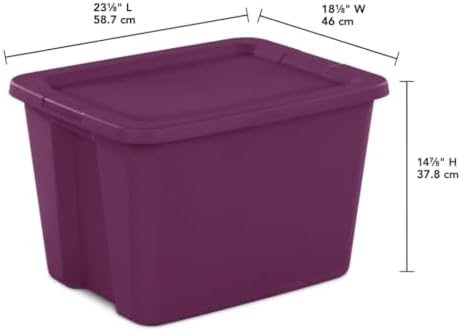 18 Gal Storage Bin with Snap-On Lid, Stackable Plastic Tote, Magenta - Image 3