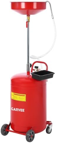 Garvee 20 Gallon Waste Oil Drain Tank, Portable Oil Drain Container, Air Operated Drainer, Fluid Fuel Transfer Drainage, Adjustable Funnel Height with Wheel &15'' Premium Bowl and a Toolbox by Garvee
