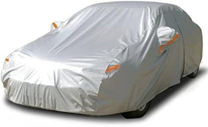 SEAZEN Car Cover 6 Layers, Waterproof Sedan Car Cover with Zipper Door, Snowproof/UV Protection/Windproof, Universal Car Covers Breathable Fabric with Cotton (201" to 209") by SEAZEN