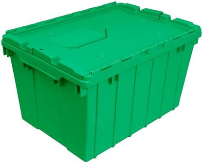 Akro-Mils 39120 Industrial Lidded Plastic Storage Container, Nesting and Stackable Plastic Storage Box with Lid Attached, Organization Tote for Garage and Warehouse, 21.5"x15.25"x12.5", Green (6-Pack) by Akro-Mils