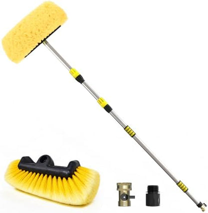 SISUPASSIE 12FT Car Wash Brush with Long Handle, 12-Inch Soft Bristle Car Cleaning Brush for Cleaning RV, Truck, Boat, Solar Panels, Yellow by Focusonproduct