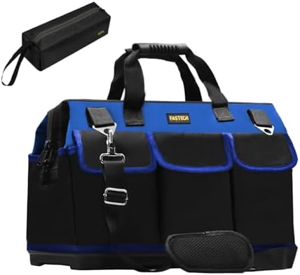 FASTECH 22 Inch Bottom Tools Bag With Wide Mouth For Tool Storage, Carrier and Organizer, Heavy Duty Tool Tote Bag For Men/Women, Wide Mouth Tool Bag With Inside Pockets (22 Inch) by FASTECH