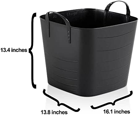 Life Story Flexible Tub Basket 25 Liter/6.6 Gallon Plastic Multifunction Storage Tote Bin with Handles, Black (12 Pack) - Image 5