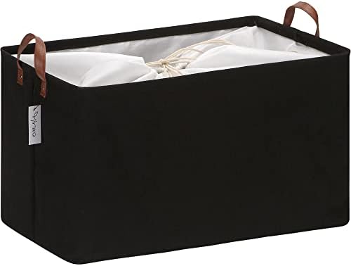 Hinwo 70L Extra Large Canvas Storage Bin with Lid and Handles by Hinwo