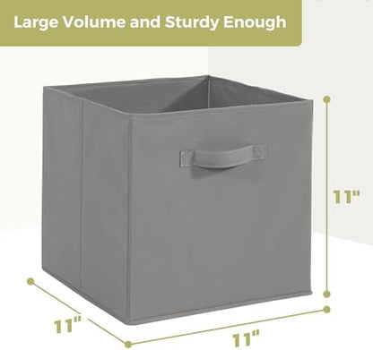11x11 Storage Bins, Set of 3 Storage Cubes, Collapsible Cube Storage Box, Fabric Closet Organizers with Handles for Home, Office, Closet Shelf Cabinet, Bookcase, Grey - Image 2
