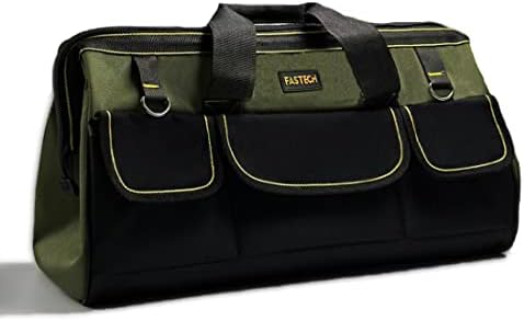 FASTECH 20-inch Wide Mouth Tool Bag with Water Proof Molded Base, Wide Mouth Tool Tote Bag, Waterproof Tool Organizer Bag for Men with Adjustable Shoulder Strap(No Bottom Shell) by FASTECH