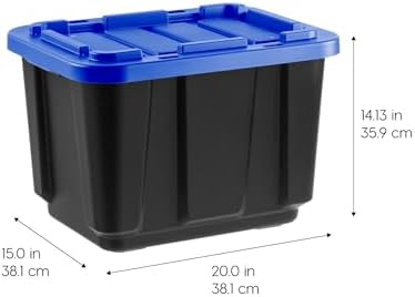 4 Pack 12 Gallon Heavy Duty Plastic Storage Bins with Lids, Stackable Garage Organizer Totes, Durable Utility Containers with Reinforced Handles for Garage, Workshop, Basement - Image 3