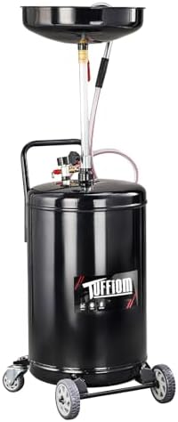 TUFFIOM 20 Gallon Waste Oil Drain Tank with Wheels & Handle, Adjustable Funnel Height Air-Operated Oil Drainer, Large Capacity Leak-Proof Oil Drain Container for Auto Fluids, Garage, Black by TUFFIOM