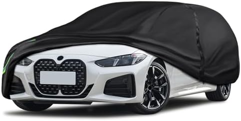 16-Layer 600D Heavy Duty Universal Full Car Cover for Outdoor & Indoor Use - All Weather Sun UV Rain Snow Dust Proof, Waterproof Scratch Resistant, Fits Sedan Body Length 197"-208"/16.4-17.3 ft by QUYDDC