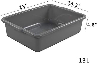 4-Pack Bus Tubs, Commercial Tote Box, Plastic Bus Box (13 L), Grey - Image 2