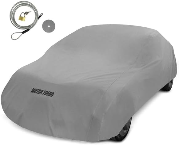 Motor Trend Breathable Lightweight Car Cover, Anti-Moisture Build-Up Water-Resistant Scratch-Resistant Travel-Friendly, Universal Fit for Cars SUVs Trucks Vans All-Weather Outdoor/Indoor, (L) 190" L by MotorTrend