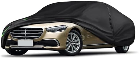 16-Layer 600D Heavy Duty Universal Full Car Cover for Outdoor & Indoor Use - All Weather Sun UV Rain Snow Dust Proof, Waterproof Scratch Resistant, Fits Sedan Body Length 178"-189"/14.8-15.7 ft by QUYDDC