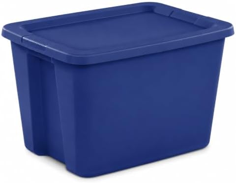 18 Gal Storage Bin with Snap-On Lid, Stackable Plastic Tote, Blue by Unknown