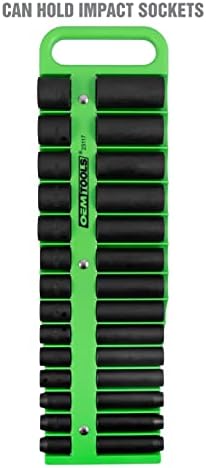 OEMTOOLS 23117 3/8" Drive Portable Magnetic Socket Organizer Tray, Magnetic Socket Holders Organizers For Tool Box, Shop, Or Garage, Holds Up To 28 Tools, Metric/SAE, Green - Image 5