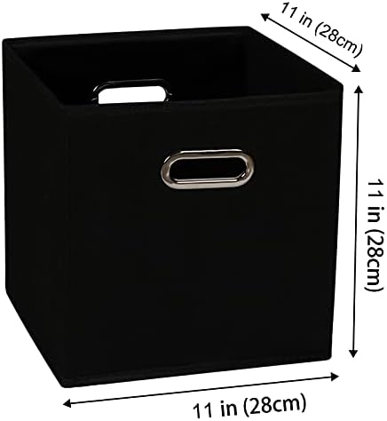 Yunkeeeper storage bins Cubes, Fabric Cube Organizer with Handle, Foldable Cube Bins for Cloth or Accessary Storage, 11x11x11, Set of 3, (Black) - Image 2