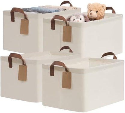 CHICVITA 4 Pack Large Fabric Storage Baskets for Shelves, 30L Beige by CHICVITA