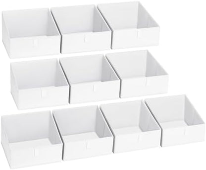 DIMJ Closet Storage Bins 10 Pack - Fabric Storage Baskets for Shelves, Collapsible Clothes Organizer, Trapezoid Shelf Organization Storage Cubes for Purse, Toys, Books, Towel, Clothes, White by DiMJ