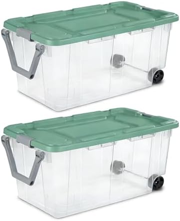 2 Pack 40 Gallon Heavy-Duty Wheeled Storage Bins (Green Sage) by Unknown