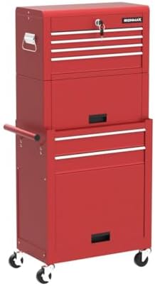 Goplus Tool Chest, 3-in-1 Rolling 6 Drawers Tool Cabinet with Detachable Top Toolbox, Middle Tool Storage, Universal Lockable Wheels, Protective Liner, Auto Lock, Metal Tool Box for Garage Workshop - Image 6
