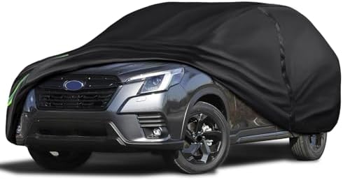 16-Layer 600D Heavy Duty Universal Full Car Cover for Outdoor & Indoor Use - All Weather Sun UV Rain Snow Dust Proof, Waterproof Scratch Resistant, Fits SUVs Body Length up to 179" (14.9 ft) by QUYDDC