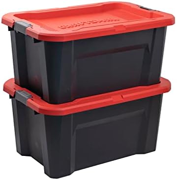 CX Craftsman 30-Gallon Heavy Duty Plastic Storage Bins with Lids, 2 Pack by BLACKYELLOW