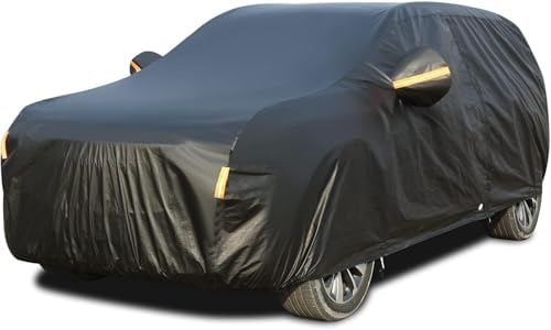 Tecoom All Weather Car Cover Waterproof Windproof Hail Protector with Fleece Lining & Zipper Door, UV Sun Protection, Fit for Sedan (170"–190"), Black by Tecoom