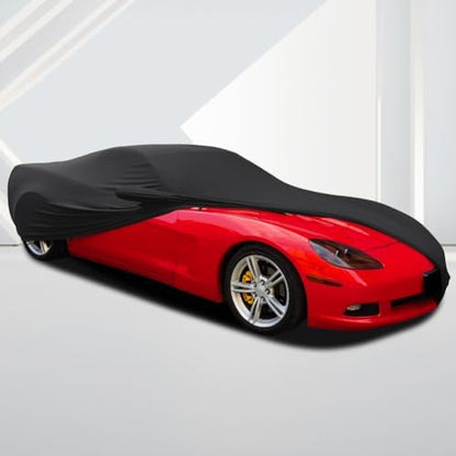 WinPower Indoor Sports Car Cover 163-181 inches Stretch Dustproof Protection Full Car Cover for Underground Garage, Car Show, Black - Image 4