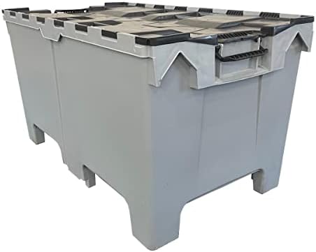 Storage and Packing Tote Crate, Half Pallet, Grey, Plastic by uBoxes