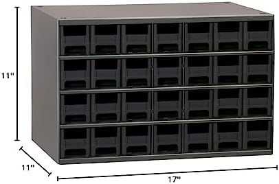 Akro-Mils Steel Garage Storage Cabinet, Small Parts Organizer Metal Cabinet for Hardware, Nails, Screws, Bolts, Nuts, and More, 17" W x 11" D x 11" H, 28-Drawer, Gray Cabinet/Black Drawers (19228) - Image 5