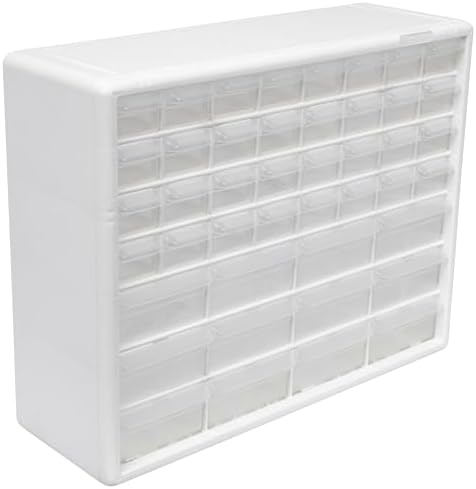 Akro-Mils 44-Drawer Plastic Storage Cabinet, 20"W x 6"D x 16"H, White by Akro-Mils