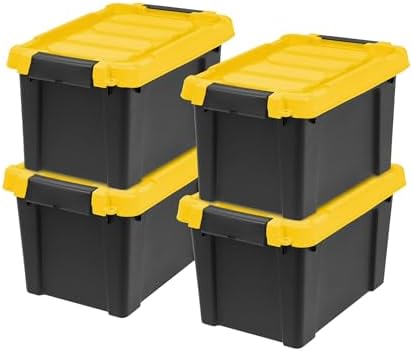 5 Gal Heavy Duty Storage Bins with Lids, Stackable Totes 4 Pack by Unknown